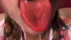 Candylisa deepthroat massive toy,gag and play with cream in private