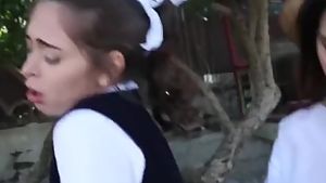 Sweet tender schoolgirl riley reid in a skirt gets her ass fcuked by a horn