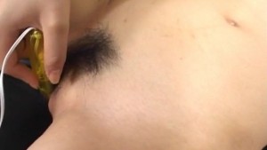 Rua mochizuki busty has orgasms from vibrators and gives handjob