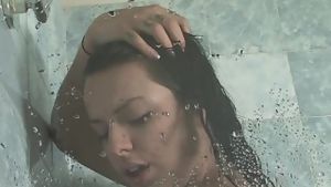 Tattooed australian teen shower toying