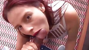 CARNE DEL MERCADO - Redhead Latina teen gets hard fuck