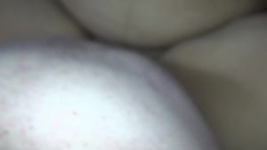Chubby white guy with small dick fucks black bbw teen cums all over her ass