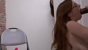 Penny pax and maddy o'reilly sucking off a black gloryhole cock